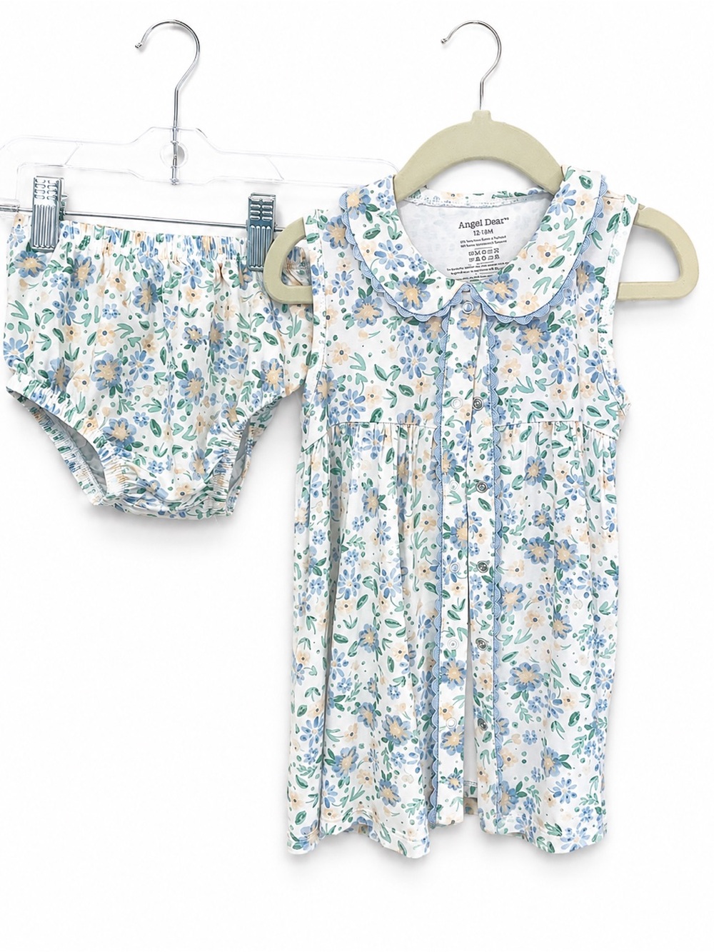 Angel Dear Blue Floral Bamboo Dress & Bloomer Set 12-18 Months